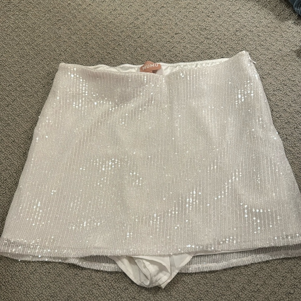 Show Me Your MUMU White Sequin Skort